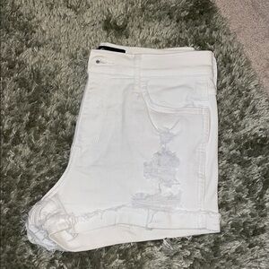Hollister white distressed jean high rise shorty shorts